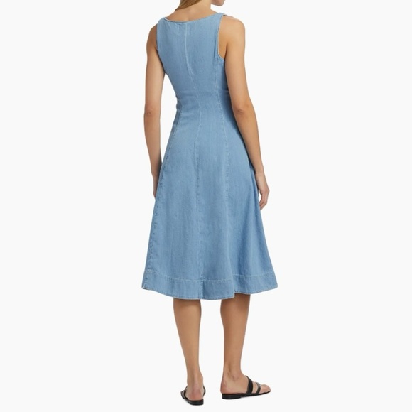 NWT Reformation Sebastian Denim Midi Dress Savannah V-neck Button-Front Size 4 - Picture 4 of 13